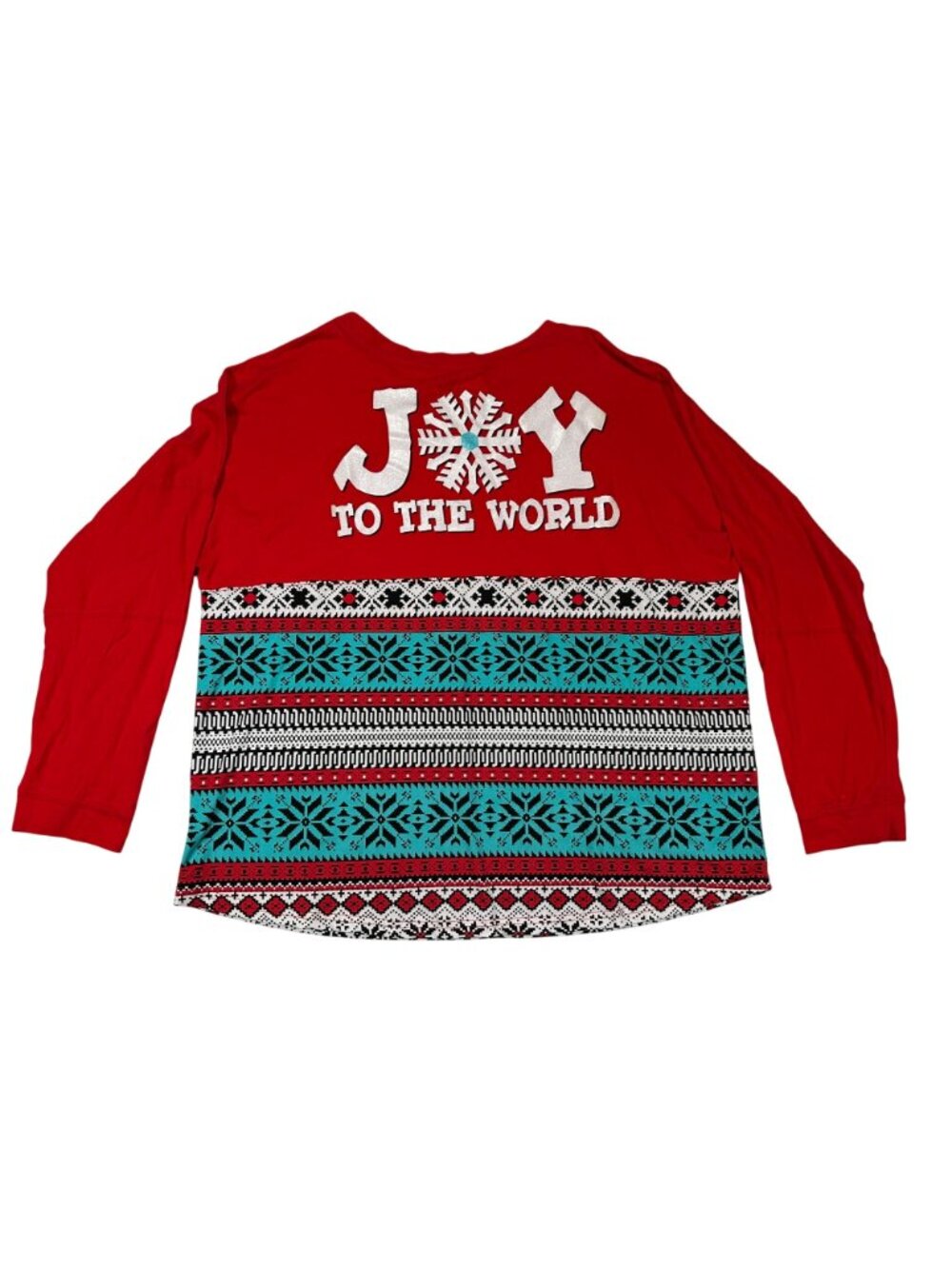 Tees2urdoor Joy To The World Red Xxl Long Sleeve Womens Top Fair Isle Print View 4